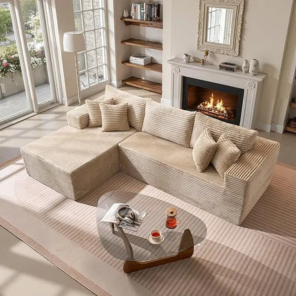 FurnitureZ l  108" L Shaped Modular Sofa Cloud Couch with Left Facing Chaise for Living Room