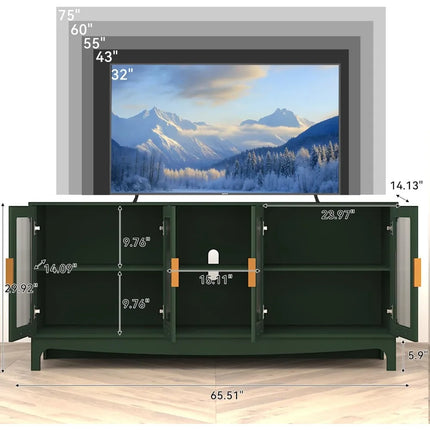 FurnitureZ l  Mid-Century Modern 65-70" Green TV Stand for Living Room