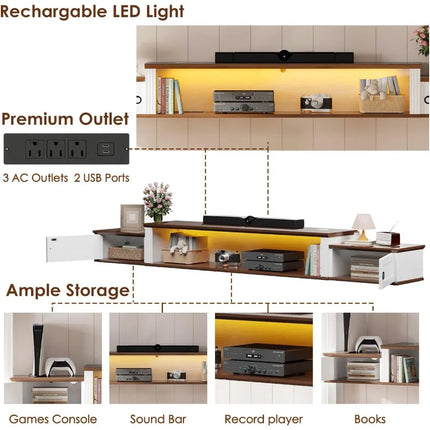 FurnitureZ l  Modern Wall-Mounted TV Stand for Living Room, Bedroom