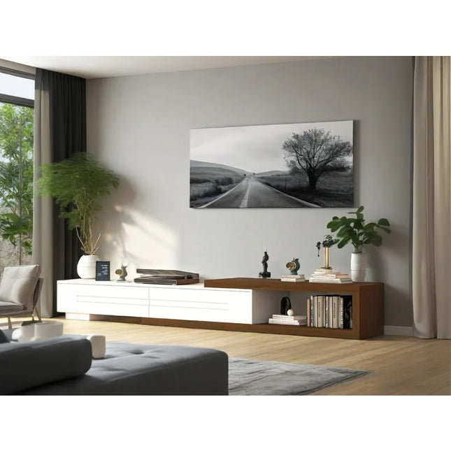 FurnitureZ l  Modern Wood TV Stand for Living Room, Bedroom