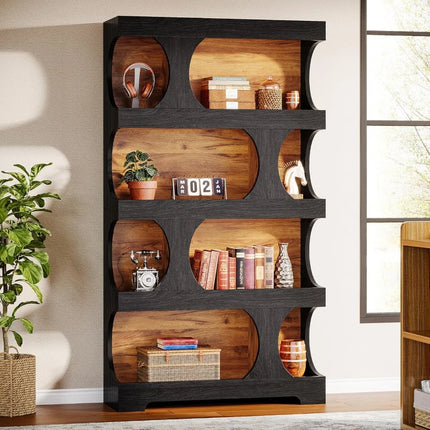 FurnitureZ l  71" Tall Black Bookcase for Living Room, Bedroom, Home Office