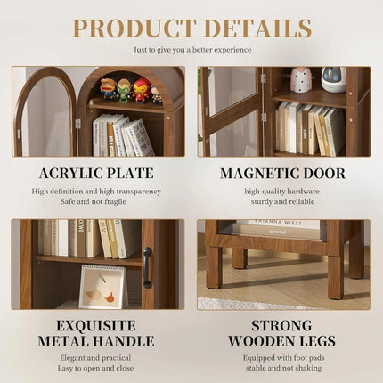 FurnitureZ l  Tall Arched Display Book Cabinet for Living Room