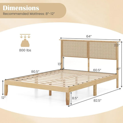 FurnitureZ l  Queen Size Rattan Bed Frame for Bedroom