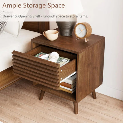 FurnitureZ l  Pair of Mid-Century Modern Nightstands Tables for Living Room, Bedroom
