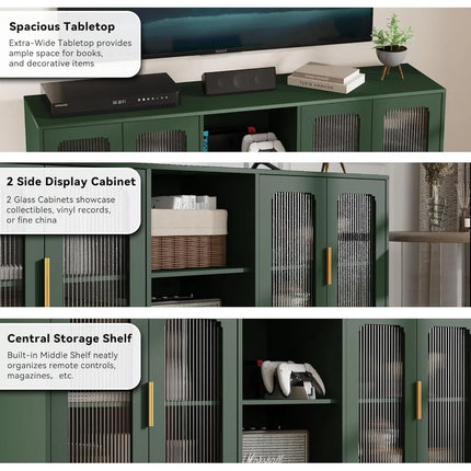 FurnitureZ l  Mid-Century Modern 65-70" Green TV Stand for Living Room