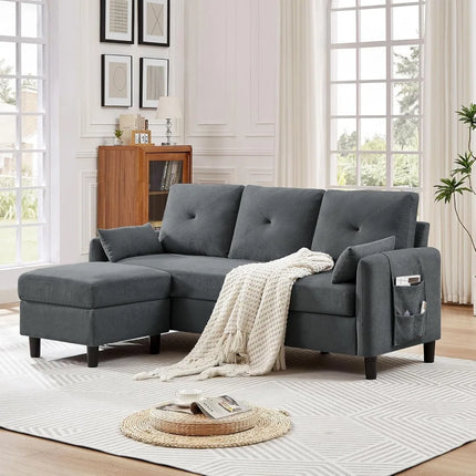 FurnitureZ l  77" Convertible Sectional Sofa for Living Room