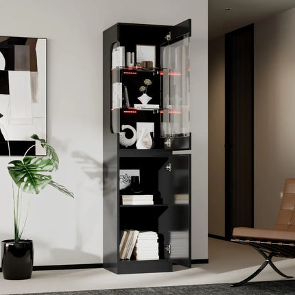 FurnitureZ l  Illuminated Glass Display Cabinet for Living Room, Dining Room