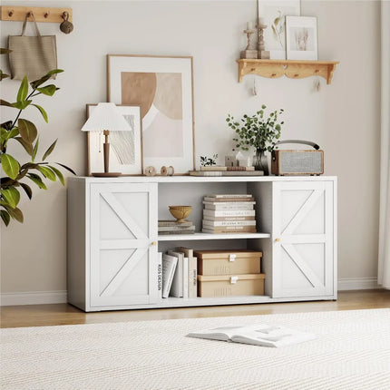 FurnitureZ l  65" Metal Farmhouse Entertainment Center TV Stand for Living Room