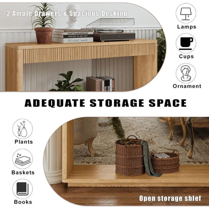 FurnitureZ l  60" Modern Fluted Console Table for Living Room