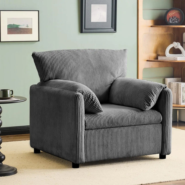 FurnitureZ l  Corduroy Single Sofa Chair Modern for Living Room