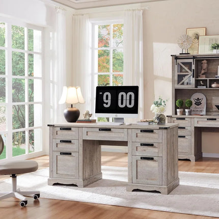 FurnitureZ l  60" Farmhouse Executive Desk for Home Office