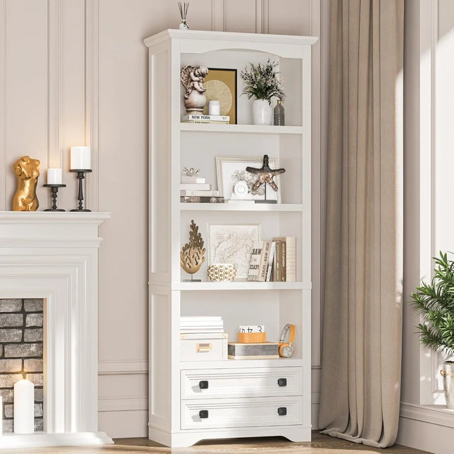 FurnitureZ l  White Bookcase for Living Room, Bedroom, Home Office