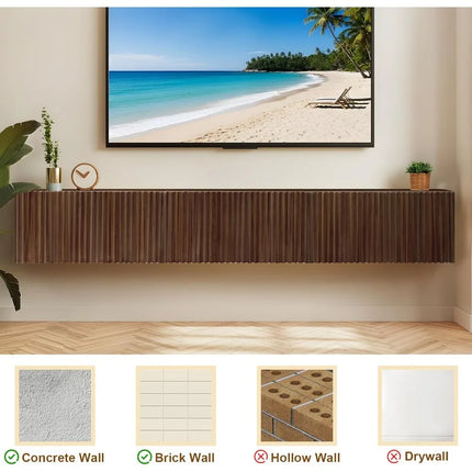 FurnitureZ l  Modern Wall-Mounted TV Stand for Living Room, Bedroom