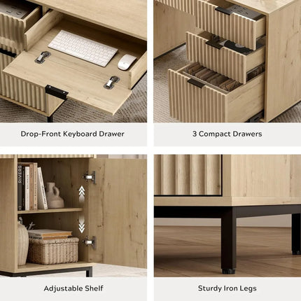 FurnitureZ l  55 Fluted Executive Desk for Home Office