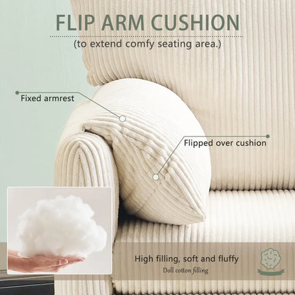 FurnitureZ l  Corduroy Single Sofa Chair Modern for Living Room