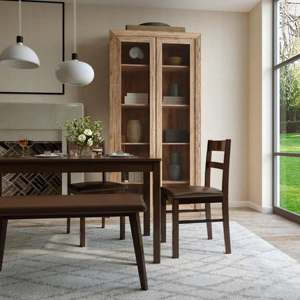 FurnitureZ l  4-Piece Solid Wood Indoor Modern Rectangular Dining Table Set for 4 for Dining Room