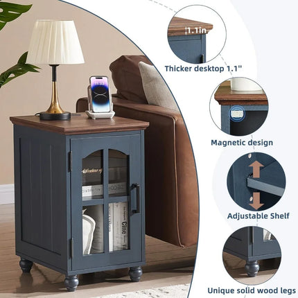 FurnitureZ l  18'' Narrow Side Table and 24" Large Sofa Side Table for Bedroom, Living Room