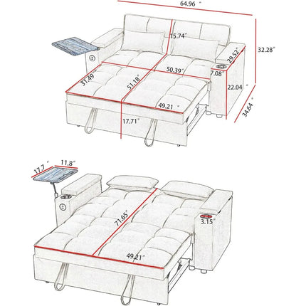 FurnitureZ l  3-in-1 Folding Convertible Sofa Bed for Bedroom