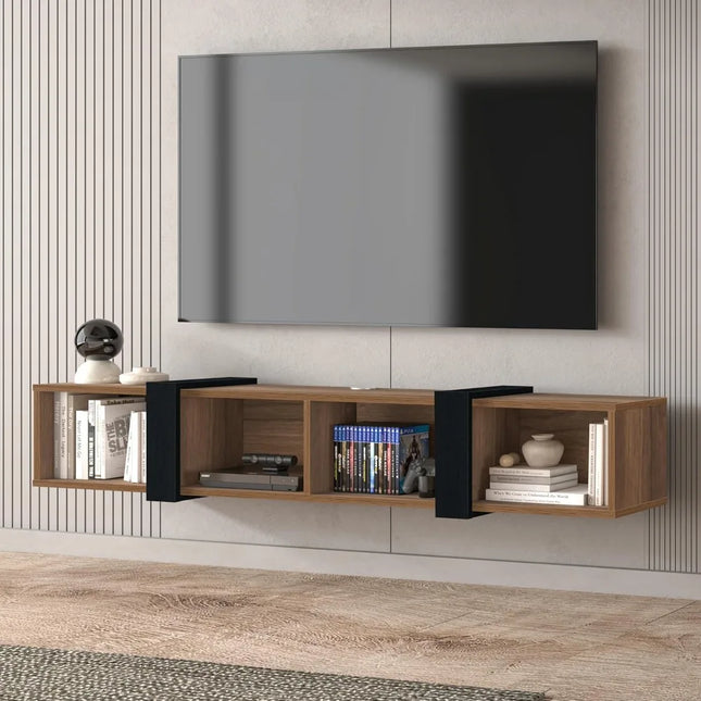 FurnitureZ l  71" Walnut Floating TV Stand for Living Room, Bedroom