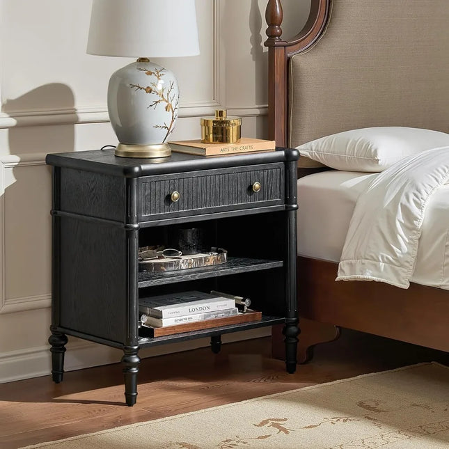FurnitureZ l  Traditional Fluted Nightstand Table for Living Room, Bedroom