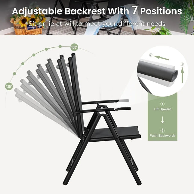 FurnitureZ l  Outdoor Patio Folding Chairs Set of 2