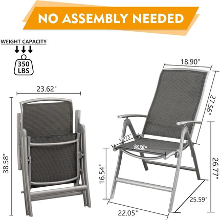 FurnitureZ l  Patio Folding Chairs Set of 2 for Outdoor