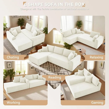 FurnitureZ l  103" Cloud Modular Sectional Couch Sofa for Living Room