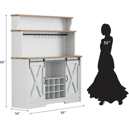 FurnitureZ l  55" Farmhouse Coffee Bar Cabinet for Dining Room