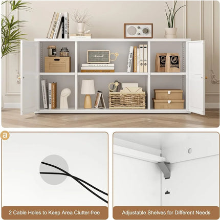 FurnitureZ l  65" Metal Farmhouse Entertainment Center TV Stand for Living Room