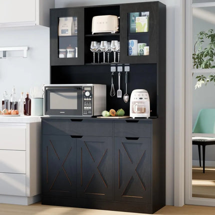 FurnitureZ l  Large Farmhouse-Style Pantry Cabinet for Kitchen, Dining Room