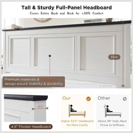 FurnitureZ l  Bed Frame with 52" Tall Full-Panel Headboard for Bedroom