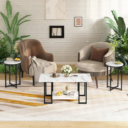 FurnitureZ l  Marble 3-Piece Living Room Table Set for Living Room
