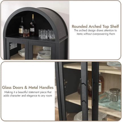 FurnitureZ l  Modern 5-Tier Farmhouse Style Cabinet for Living Room, Dining Room