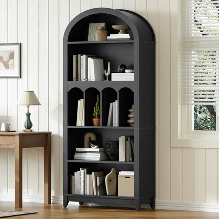 FurnitureZ l  70.9" Tall Arch Bookcase for Living Room, Bedroom, Home Office