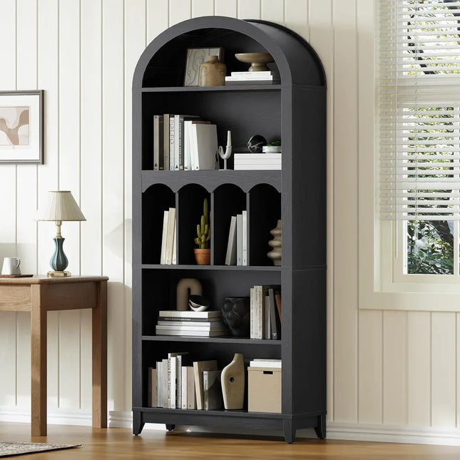 FurnitureZ l  70.9" Tall Arch Bookcase for Living Room, Bedroom, Home Office
