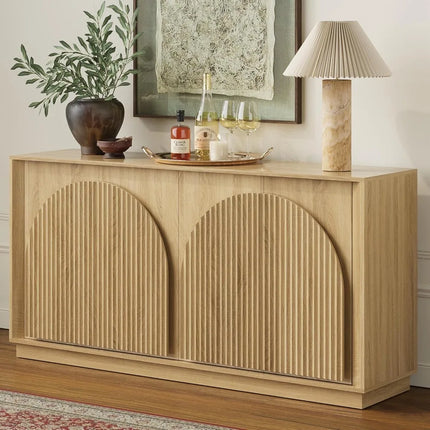 FurnitureZ l  Modern Fluted Sideboard Buffet Cabinet for Living Room, Dining Room