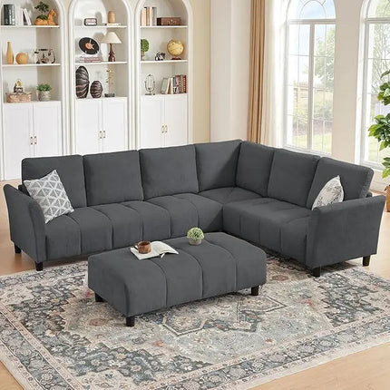 FurnitureZ l  102'' Sectional Sofa with Back Cushions for Living Room