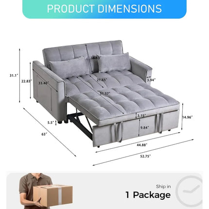 FurnitureZ l  3 in 1 Convertible Sleeper Sofa Bed for Bedroom