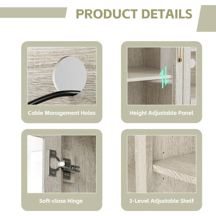 FurnitureZ l  70" Farmhouse Style Entertainment TV Stand for Living Room