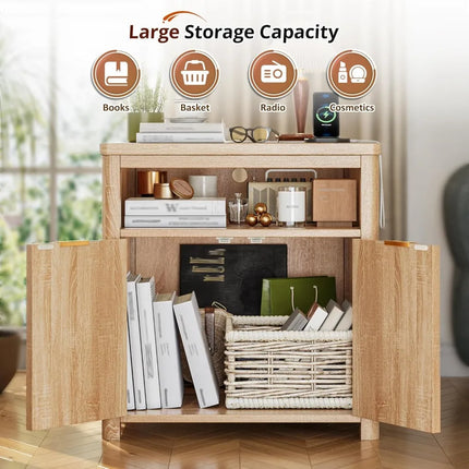 FurnitureZ l  Nightstand with Charging Station for Bedroom