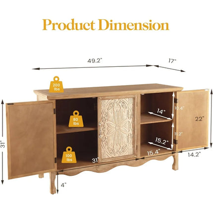 FurnitureZ l  Solid Wood Farmhouse Buffet Cabinet for Living Room, Dining Room