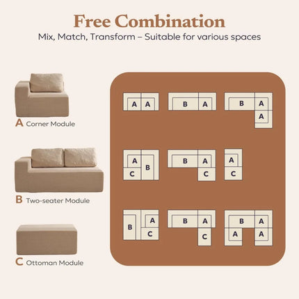 FurnitureZ l  106" L-Shape Modern Teddy Sofa for Living Room