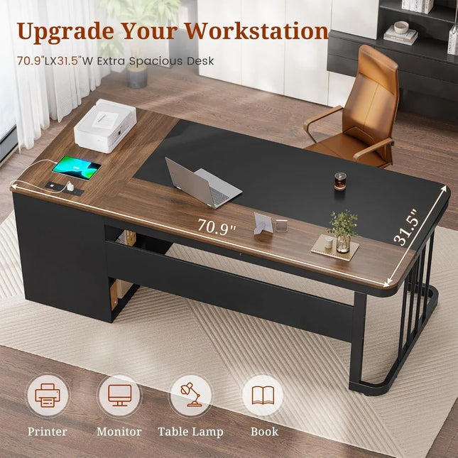 FurnitureZ l  70.9" Executive Desk for Home Office