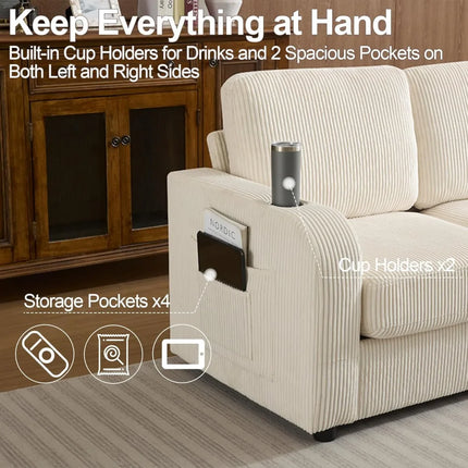 FurnitureZ l  87.4" Oversize 3 Seater Sofa for Living Room