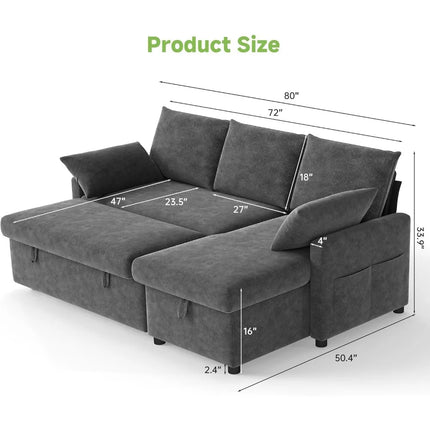 FurnitureZ l  80'' Sofa Bed for Living Room