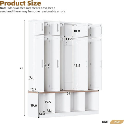 FurnitureZ l  Multi-Functional White Entryway Bench with Shoe Storage