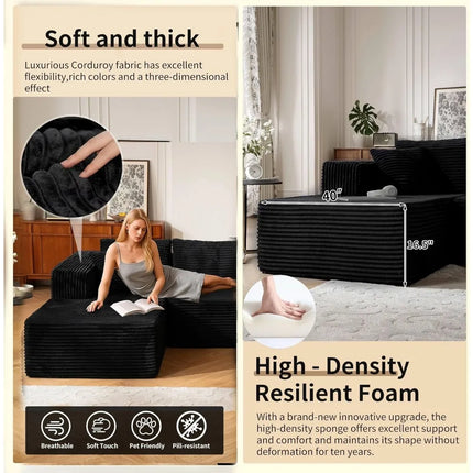 FurnitureZ l 110” Cloud Sectional Sofa for Living Room