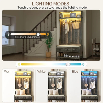 FurnitureZ l  67" Farmhouse Style Hall Tree for Entryway, Bedroom