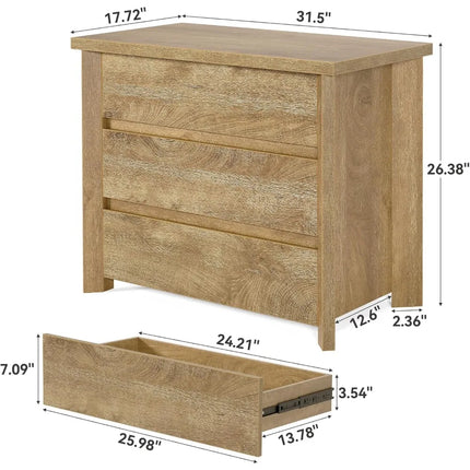 FurnitureZ l  3-Drawer Nightstand for Bedroom