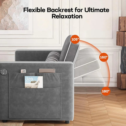 FurnitureZ l  3 in 1 Convertible Sleeper Sofa Bed for Living Room